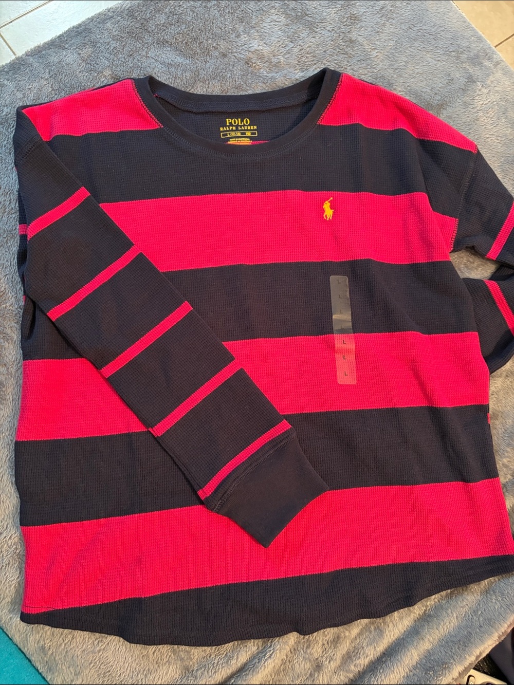 Polo by Ralph Lauren Kids Navy & Pink Wide-Stripe Long Sleeve Top